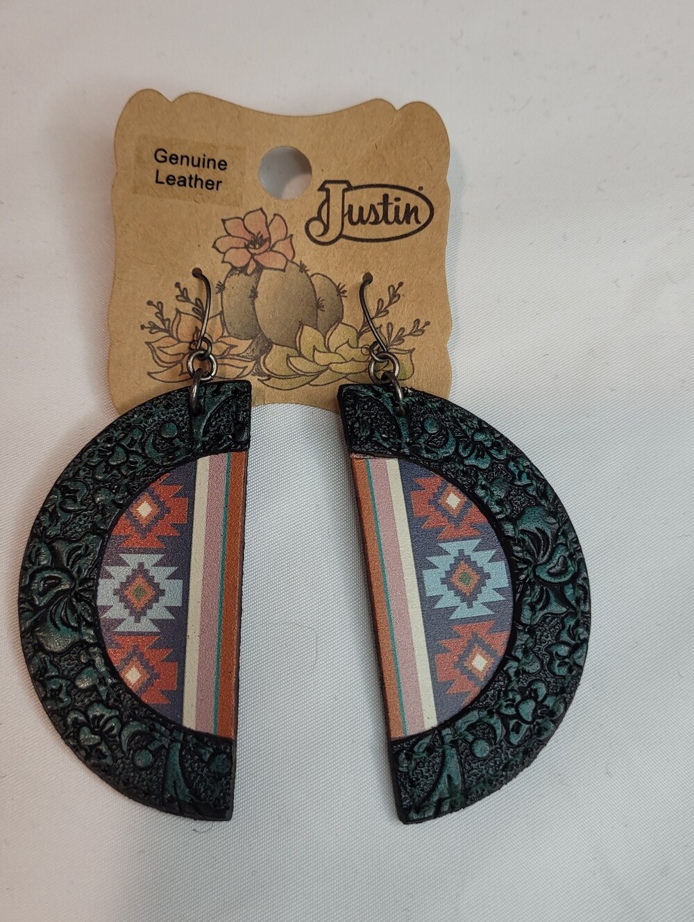 Justin Boots Teal & Multi-Color Boho Leather Earrings